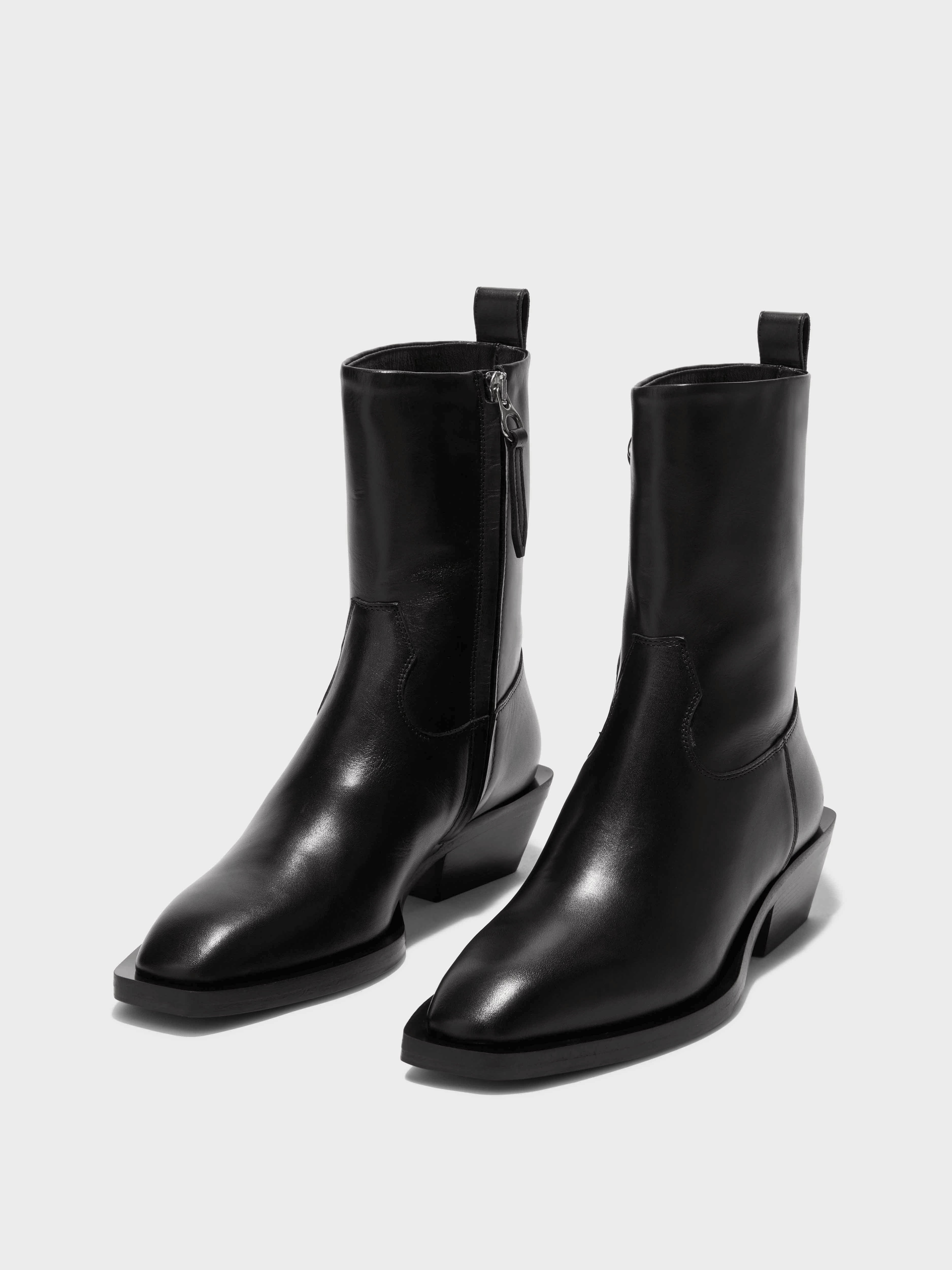 Luis Leather Cowboy Ankle Boots - Image 2