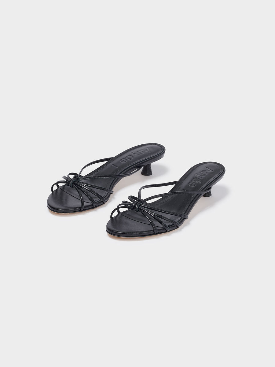 Milla Leather Kitten-Heel Sandals