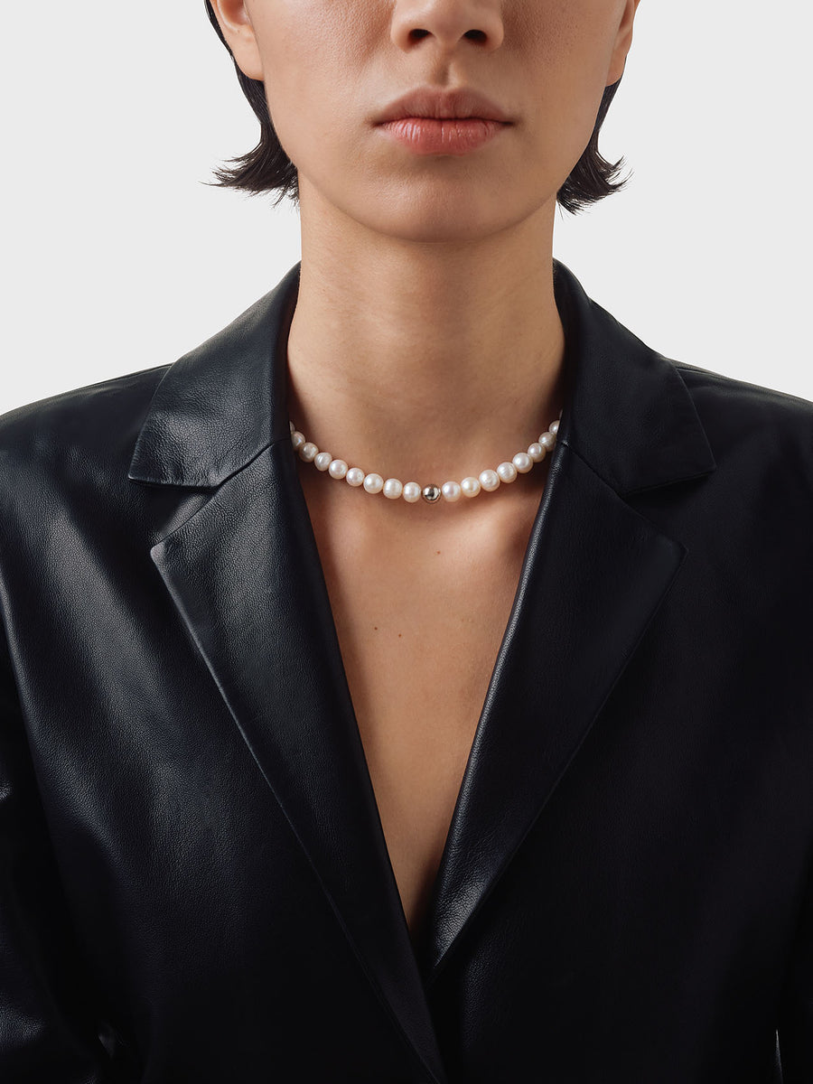Sarin Pearl and Palladium-Plated Necklace