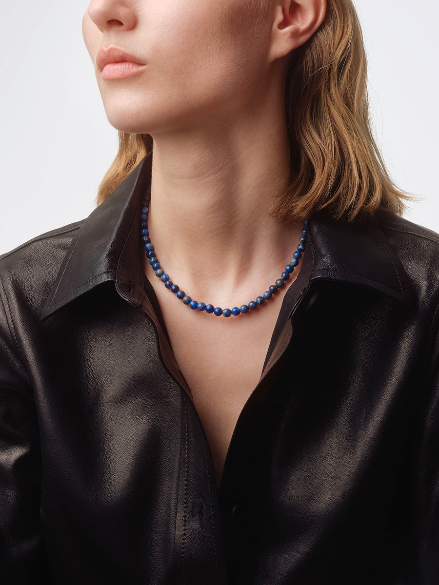 Saylor Lapis and Palladium-Plated Necklace