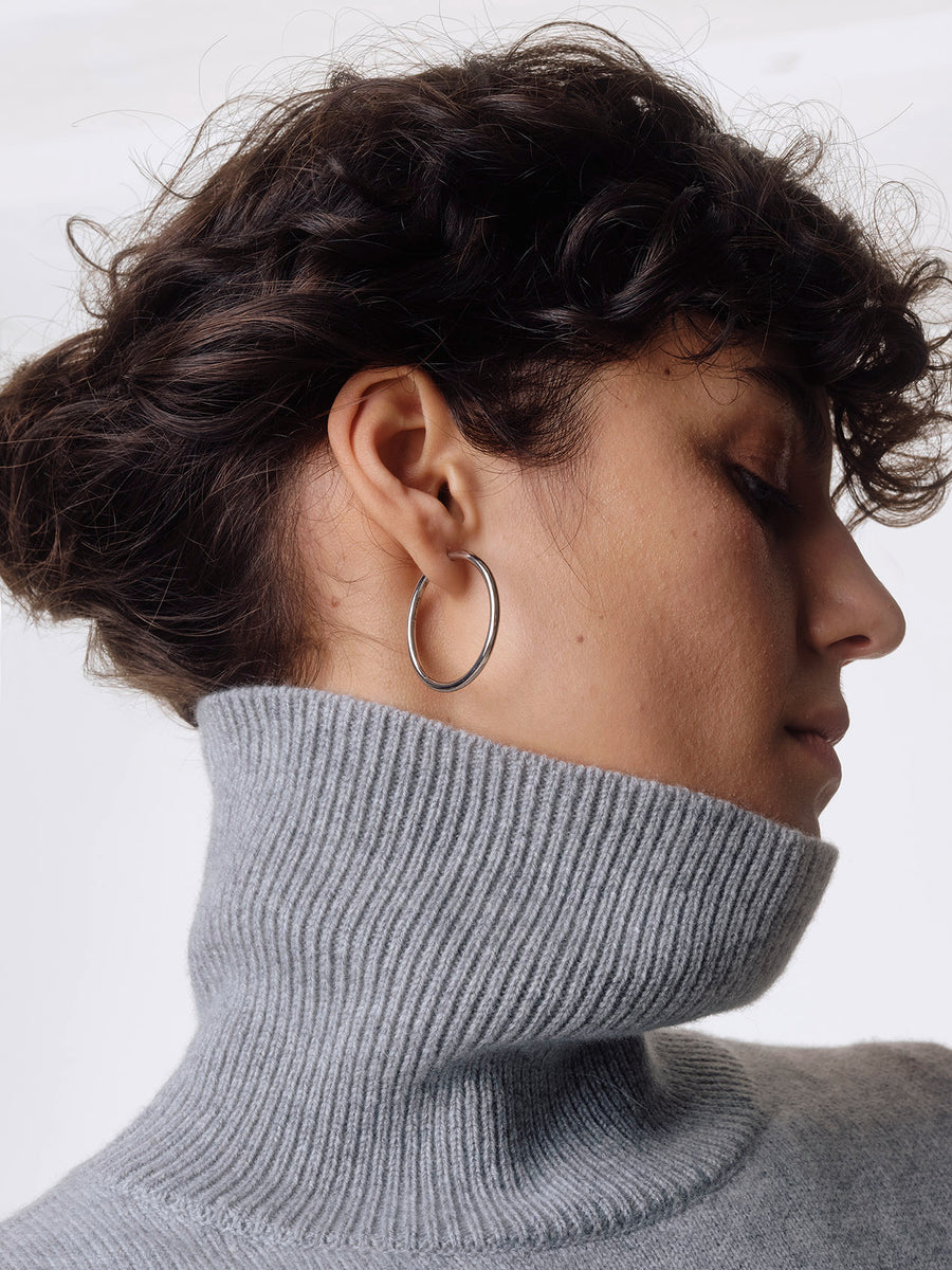 Elona Large Palladium-Plated Hoop Earrings