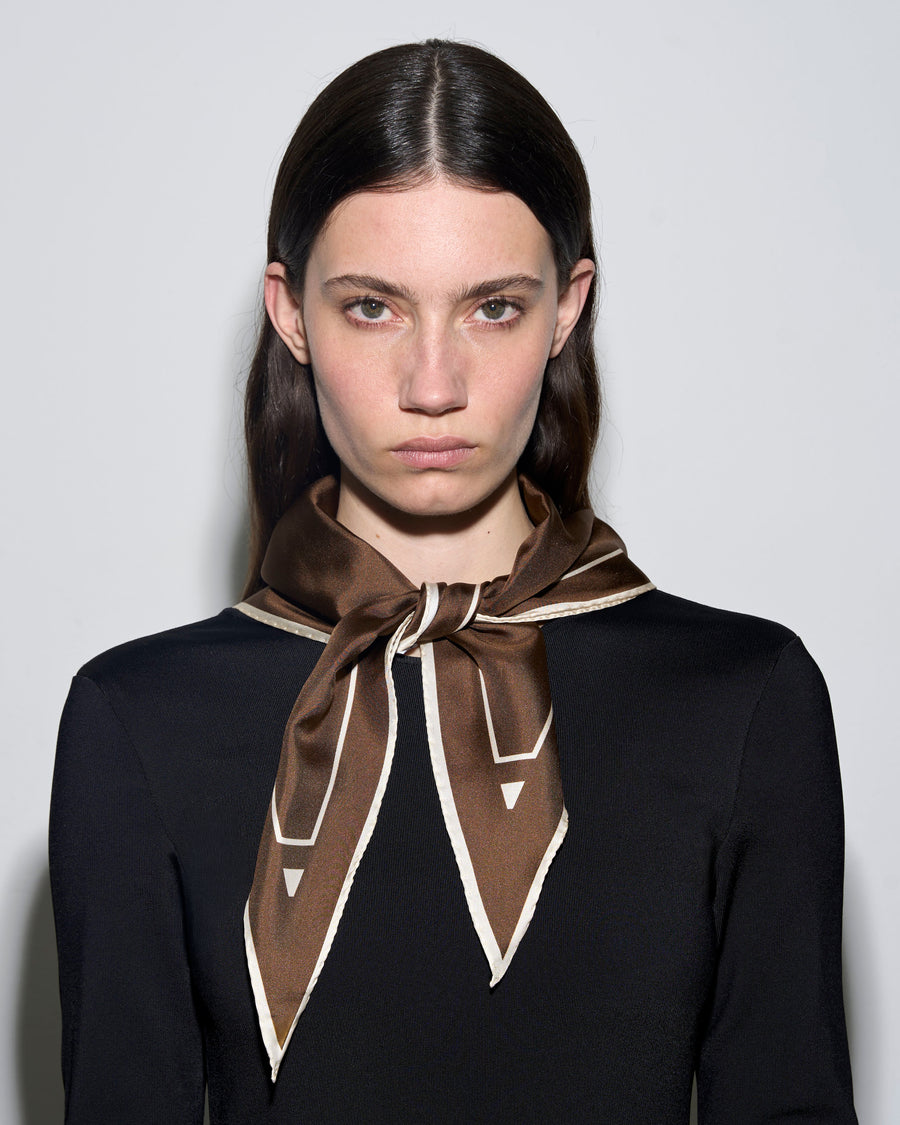 Aeyde | Soren Silk Scarf Scarves for Women | Moka Silk | Luxury Materials | Handmade in Italy