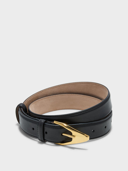 Abel Leather Belt | Black/Gold Calf