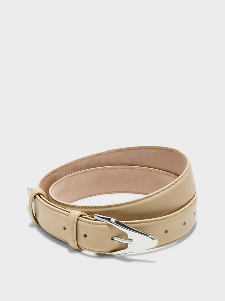 Abel Leather Belt | Latte/Silver Calf