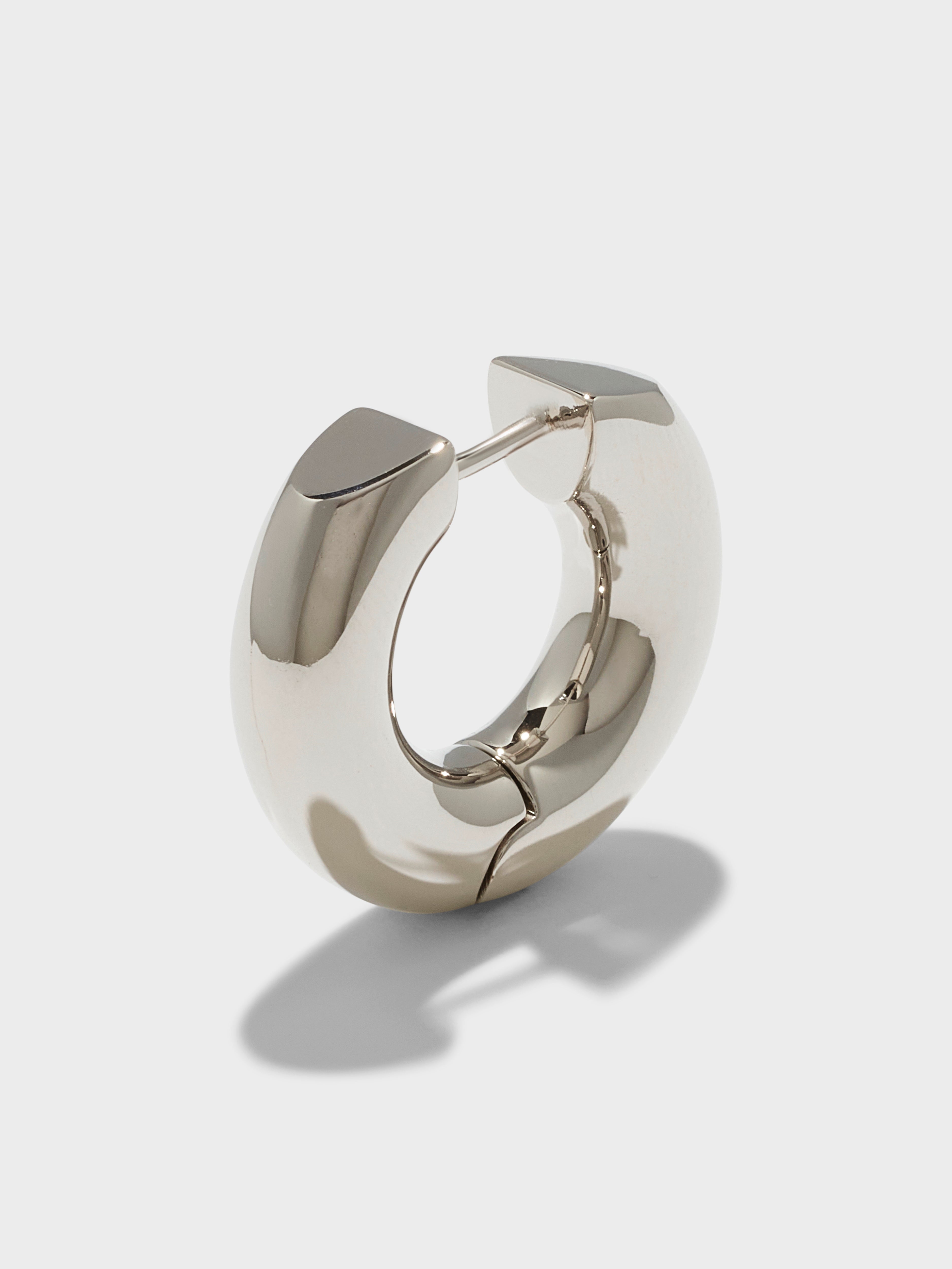 Alaya Medium Palladium-Plated Hoop Earrings - Image 2