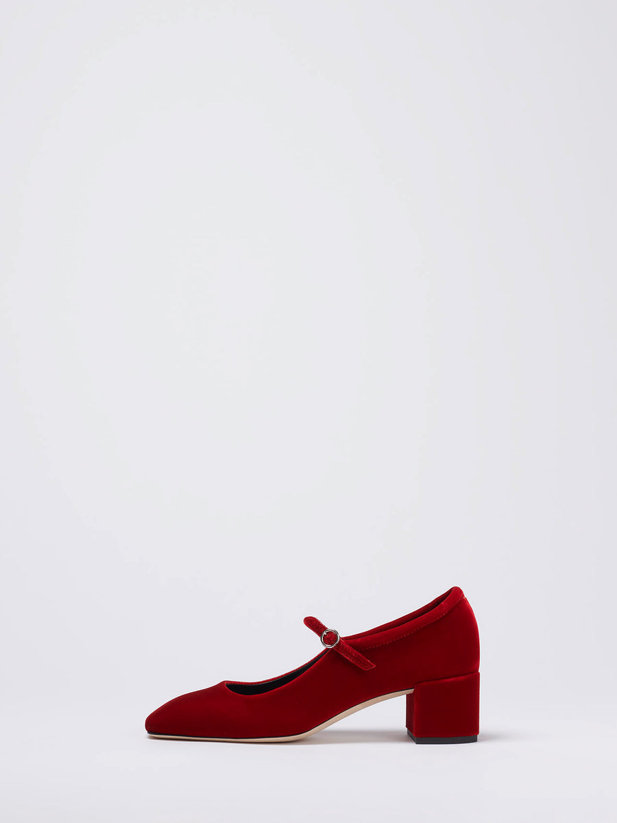 Aline Velvet Mary-Jane Pumps