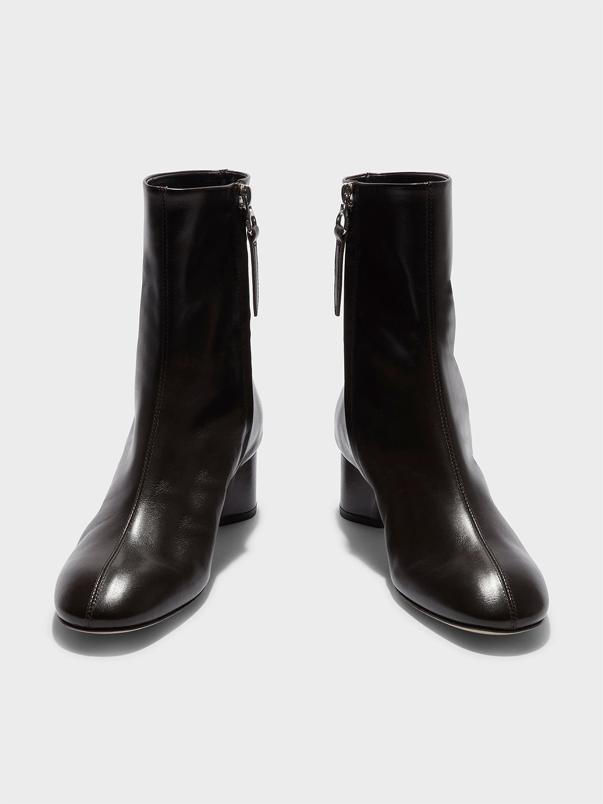 Aeyde | Allegra Leather Ankle Boots Leather Ankle Boots for Women | Moka Nappa | Round Toe | Mid Heel | How to Style