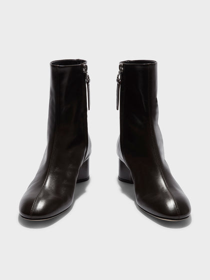 Aeyde | Allegra Leather Ankle Boots Leather Ankle Boots for Women | Moka Nappa | Round Toe | Mid Heel | How to Style
