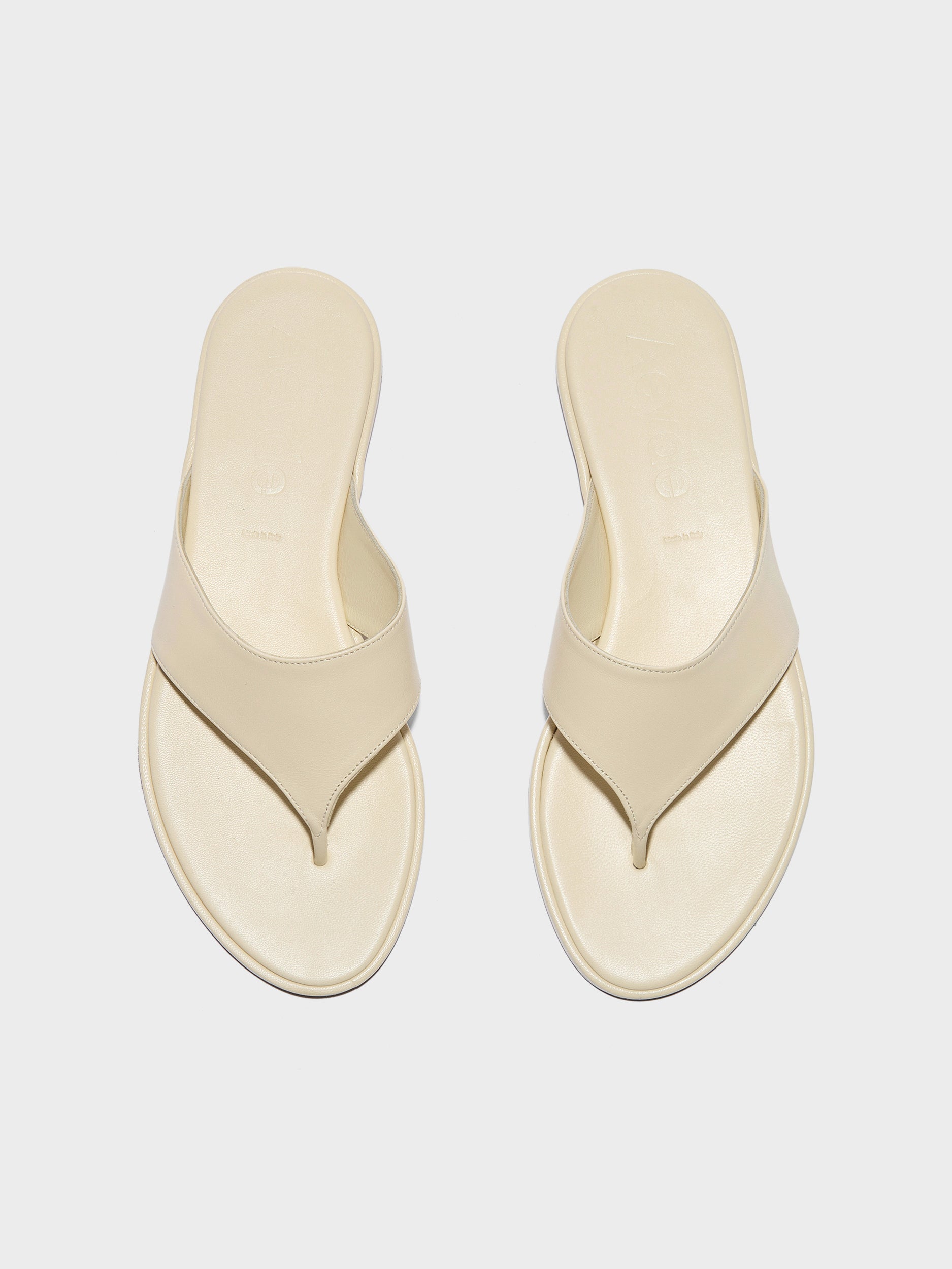 Aeyde | Amaya Leather Flat Sandals for Women | Creamy Nappa | Round Toe | Flat Heel | Front View