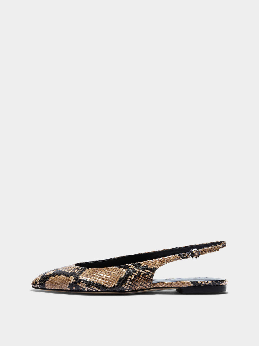 Amelia Snake Print Slingback Flats