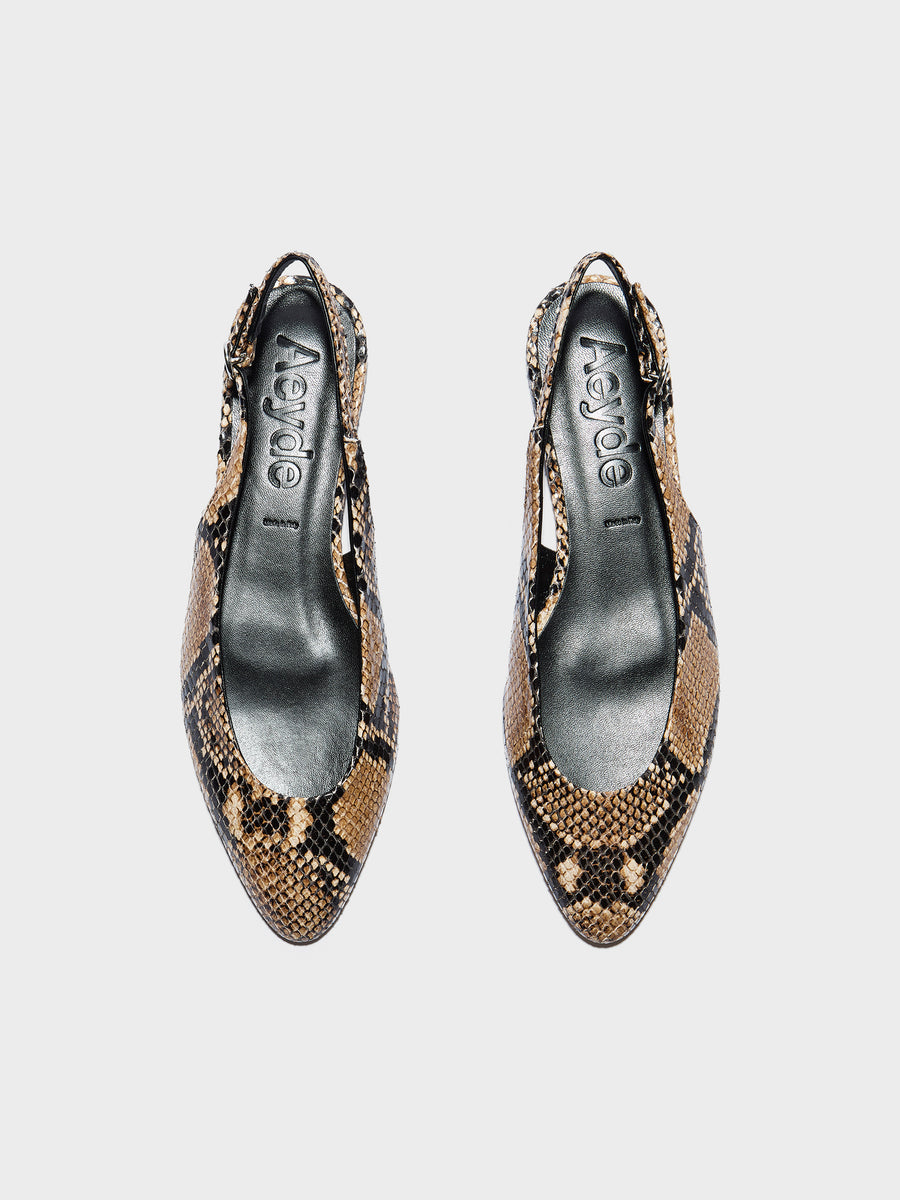 Amelia Snake Print Slingback Flats