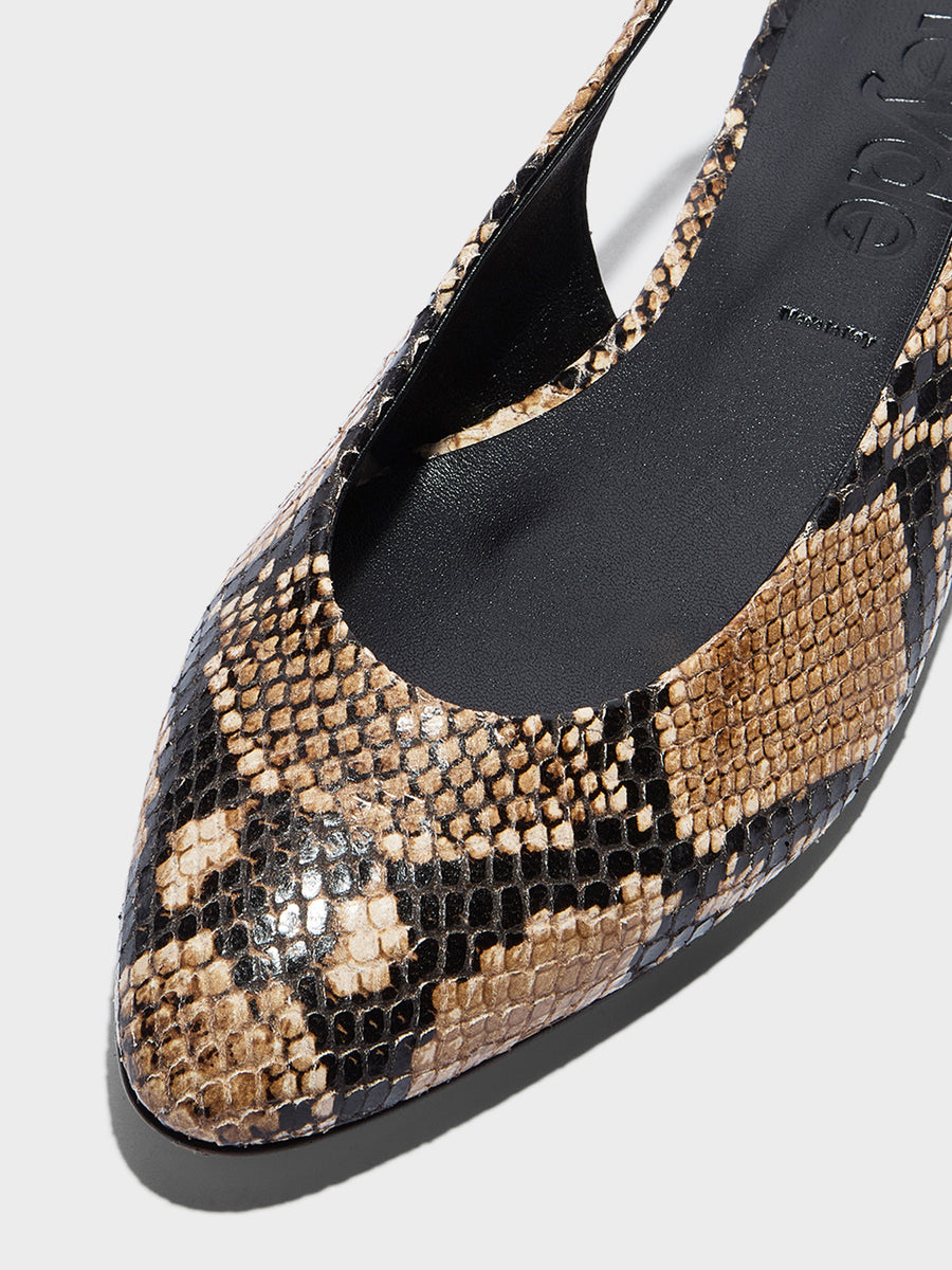 Amelia Snake Print Slingback Flats