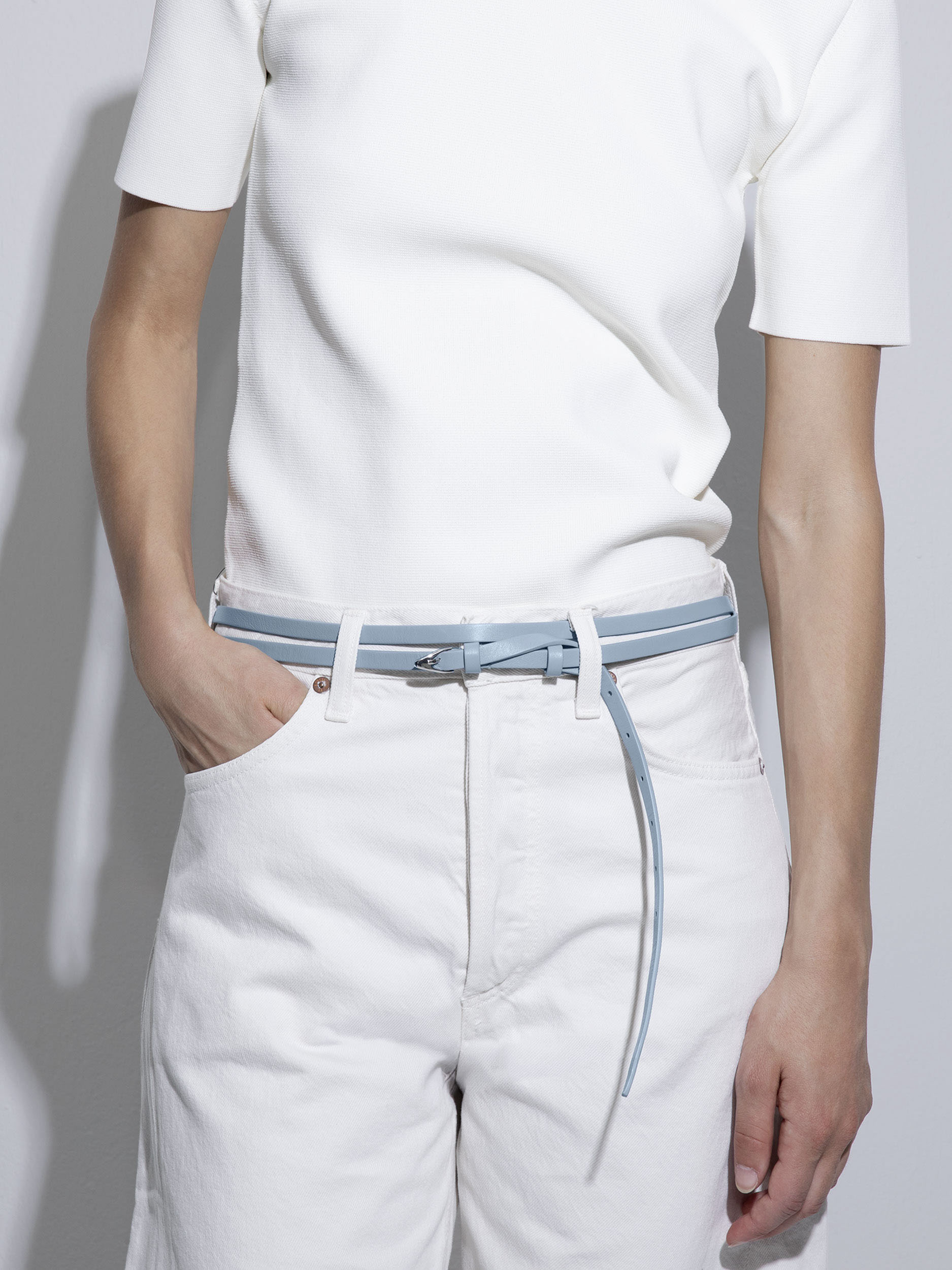 Aeyde | Ari Leather Belt for Women | Glass/Silver Nappa | Luxury Materials | Handmade in Italy | How to Style