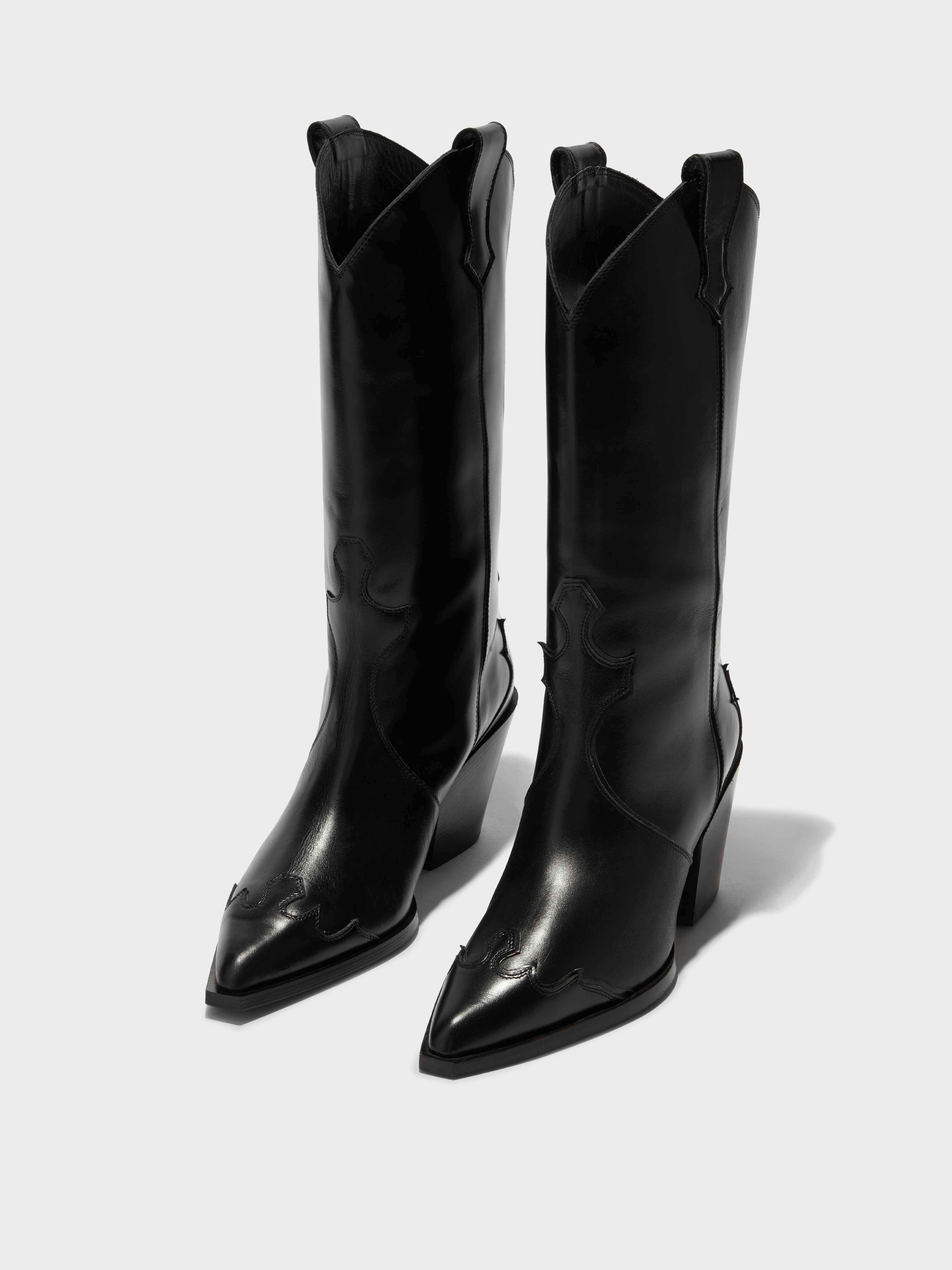 【関税込み】Aeyde ブラック Ariel レザー カウボーイブーツ Aeyde | ARIEL Black Leather Cowboy Boot