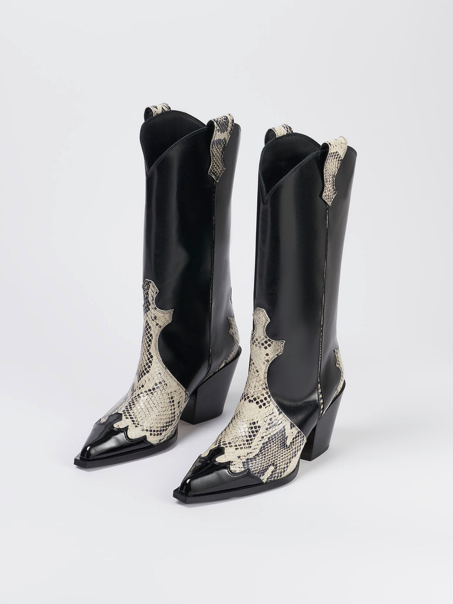 Ariel Black/Creamy Calf/Snake