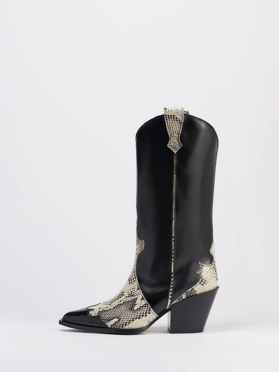 Ariel Black/Creamy Calf/Snake