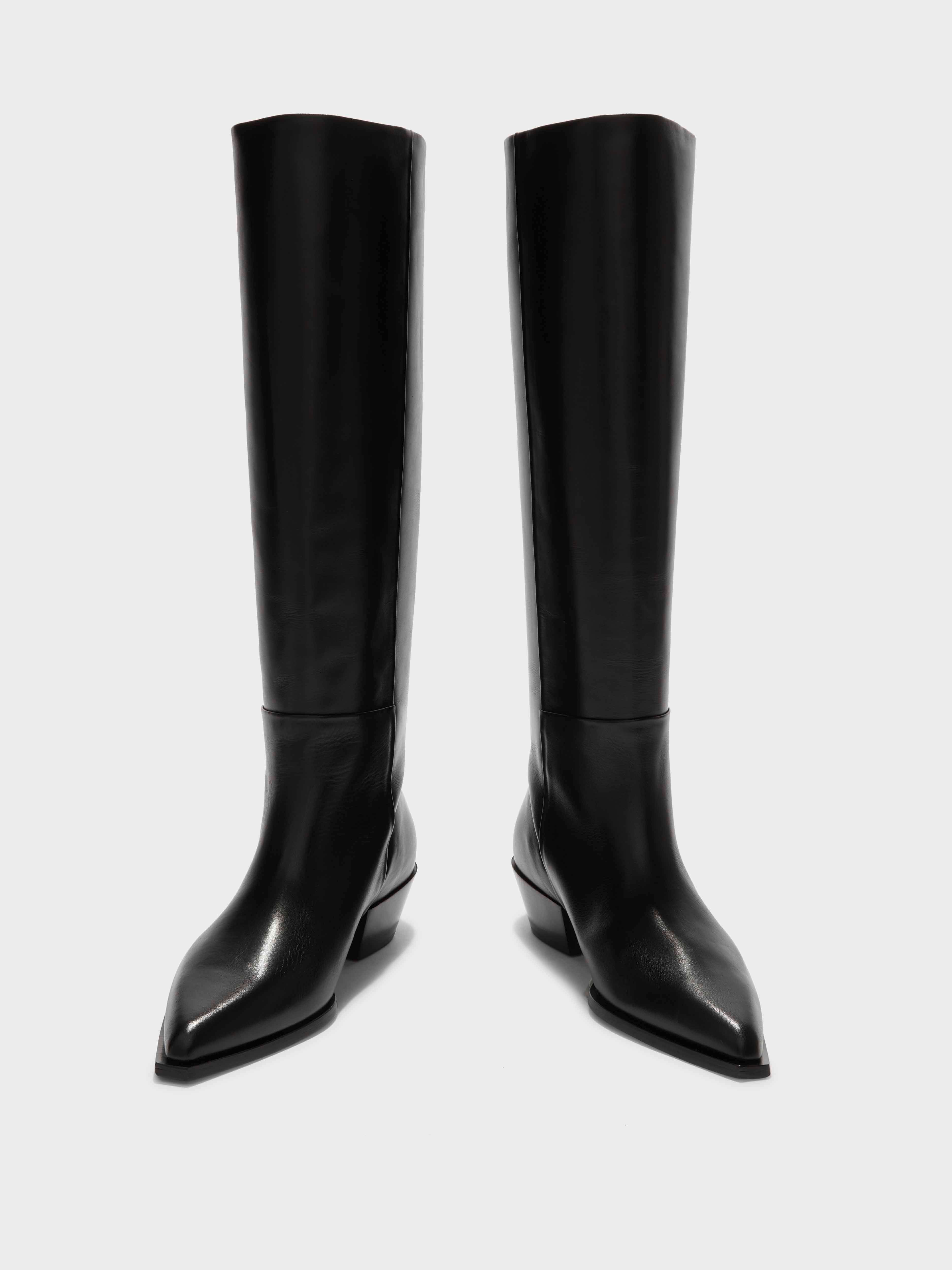 Arla Leather Cowboy Knee-High Boots - Image 5