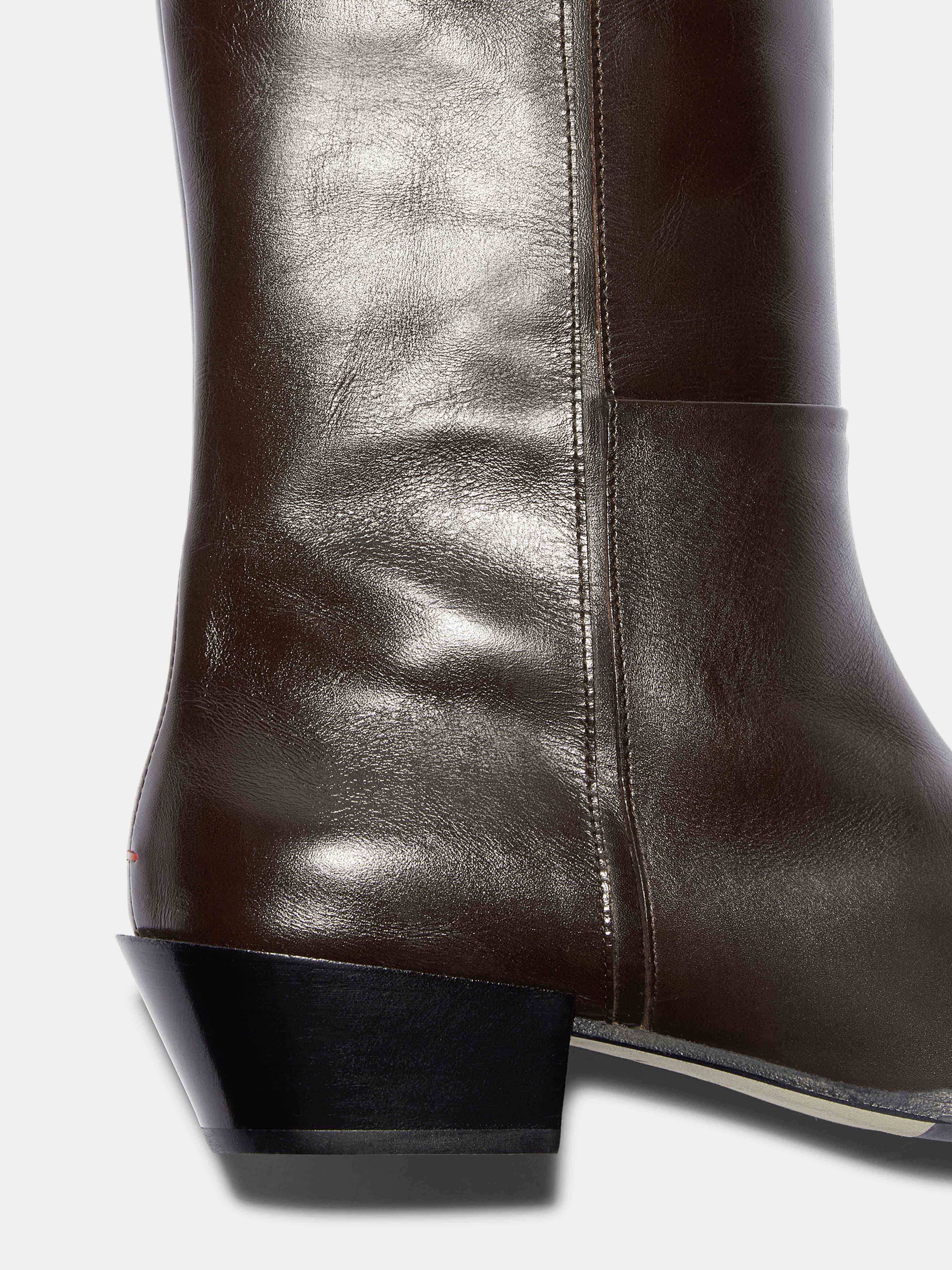 Arla Leather Cowboy Knee-High Boots - Image 4