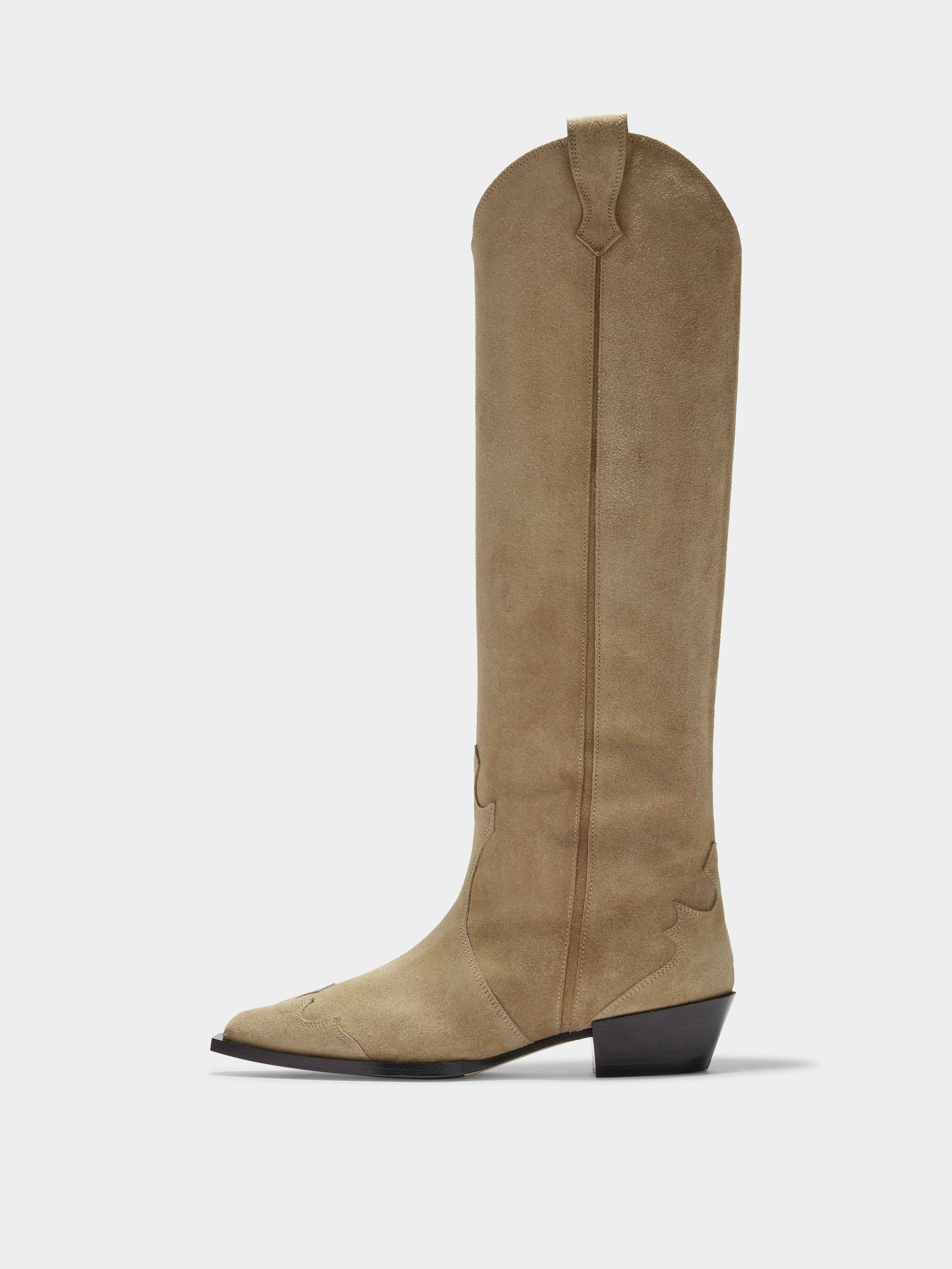 Aruna Suede Cowboy Knee-High Boots - Image 1