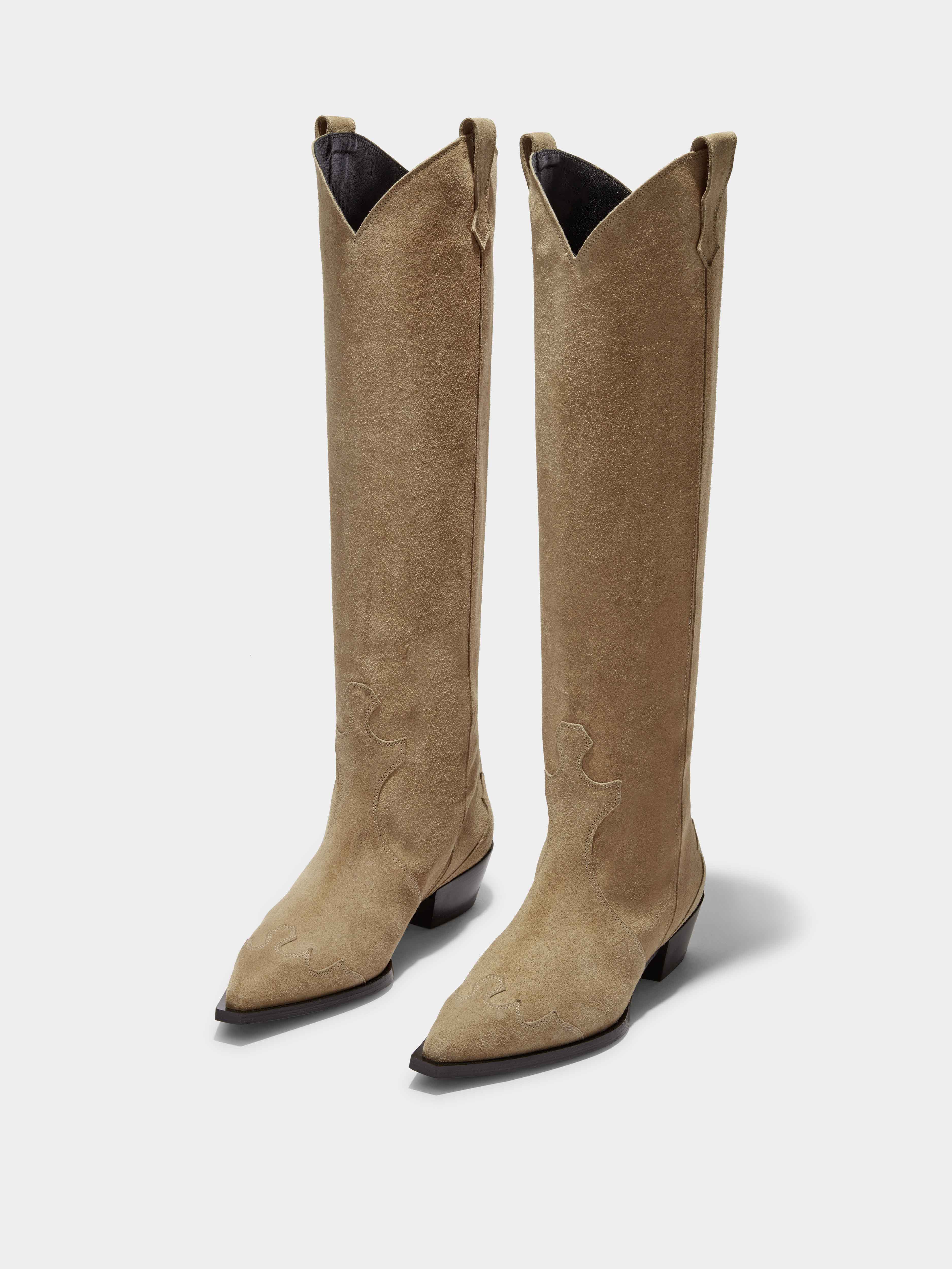Aruna Suede Cowboy Knee-High Boots - Image 2