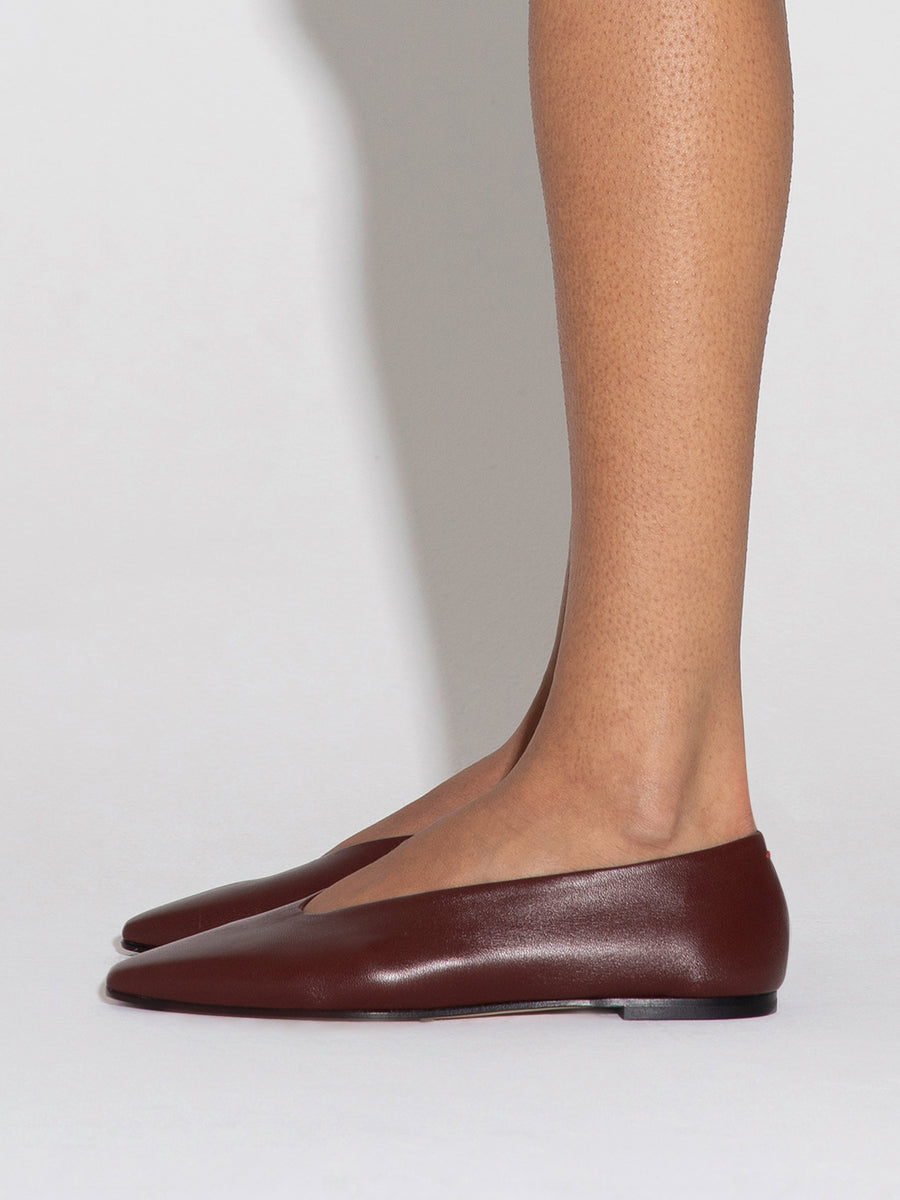 Betty Leather Square-Toe Ballet Flats
