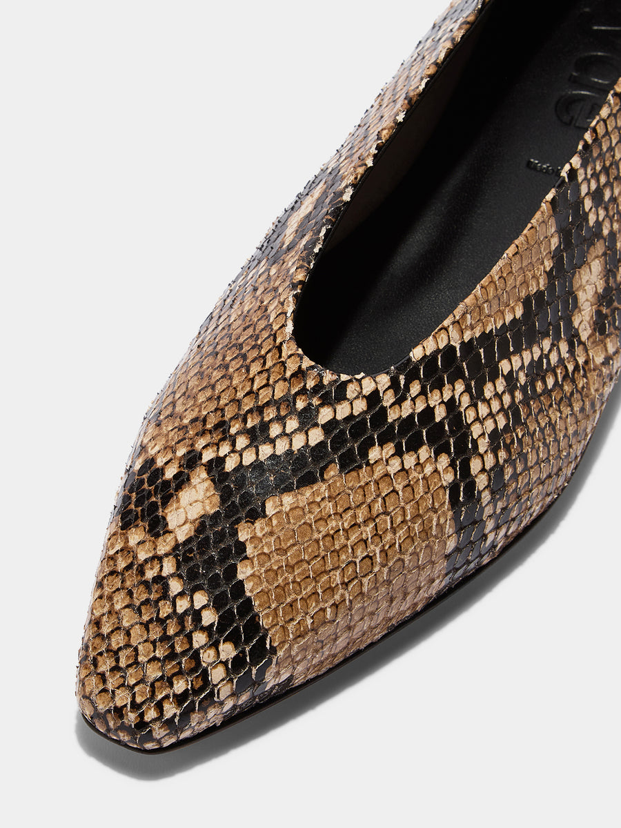 Betty Snake Print Ballet Flats