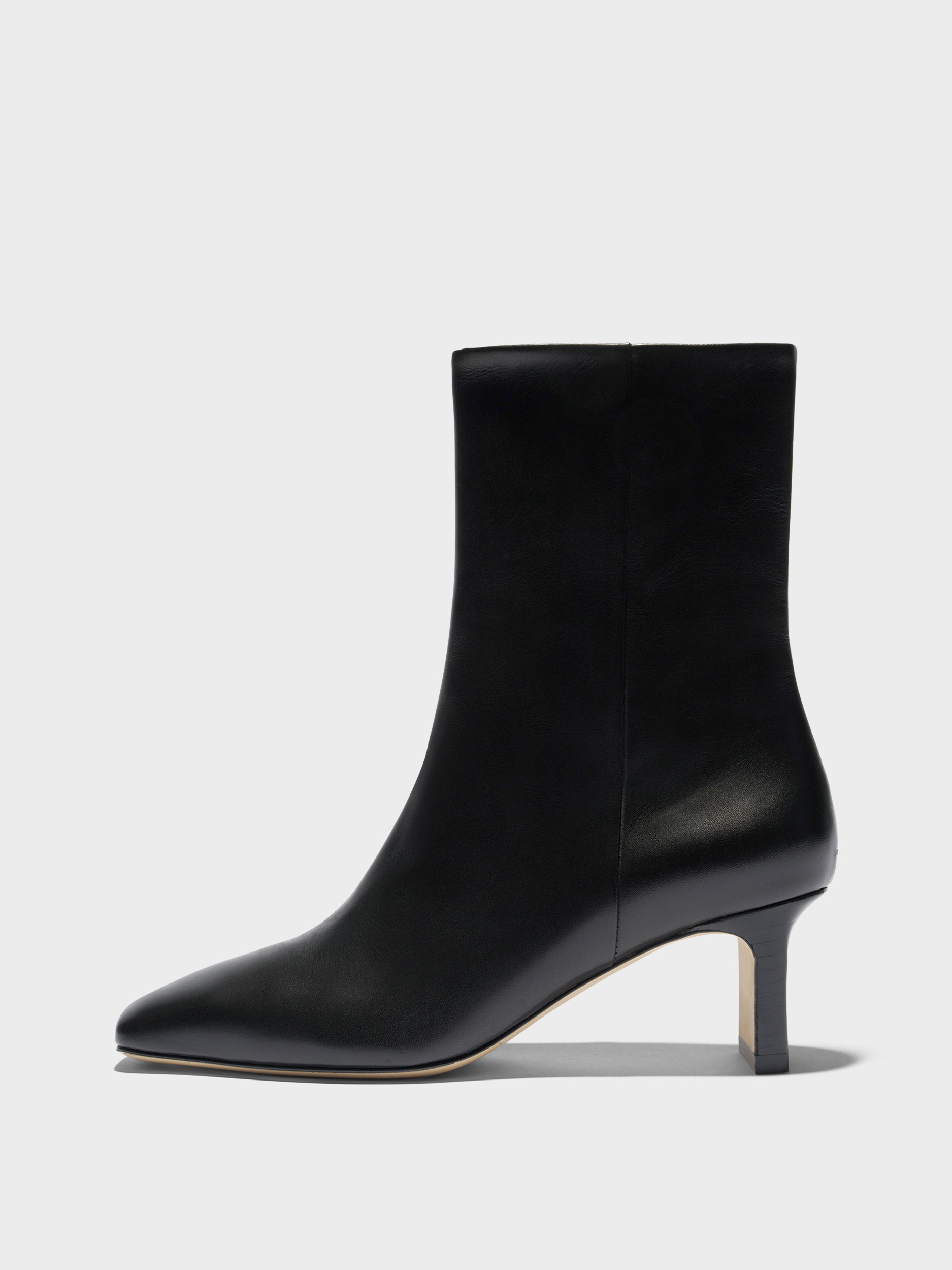 Aeyde | Billie Square-Toe Ankle Boots Leather Ankle Boots for Women | Black Calf | Square Toe | Mid Heel | Side View