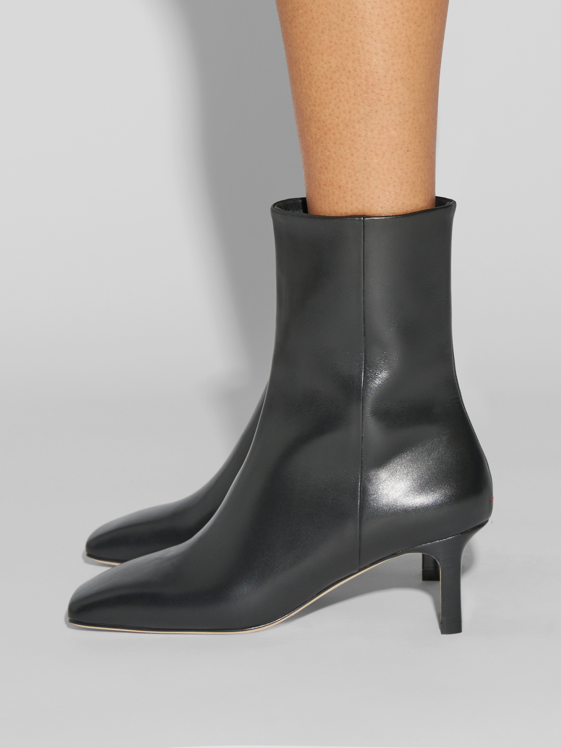 Aeyde | Billie Square-Toe Ankle Boots Leather Ankle Boots for Women | Black Calf | Square Toe | Mid Heel | How to Style