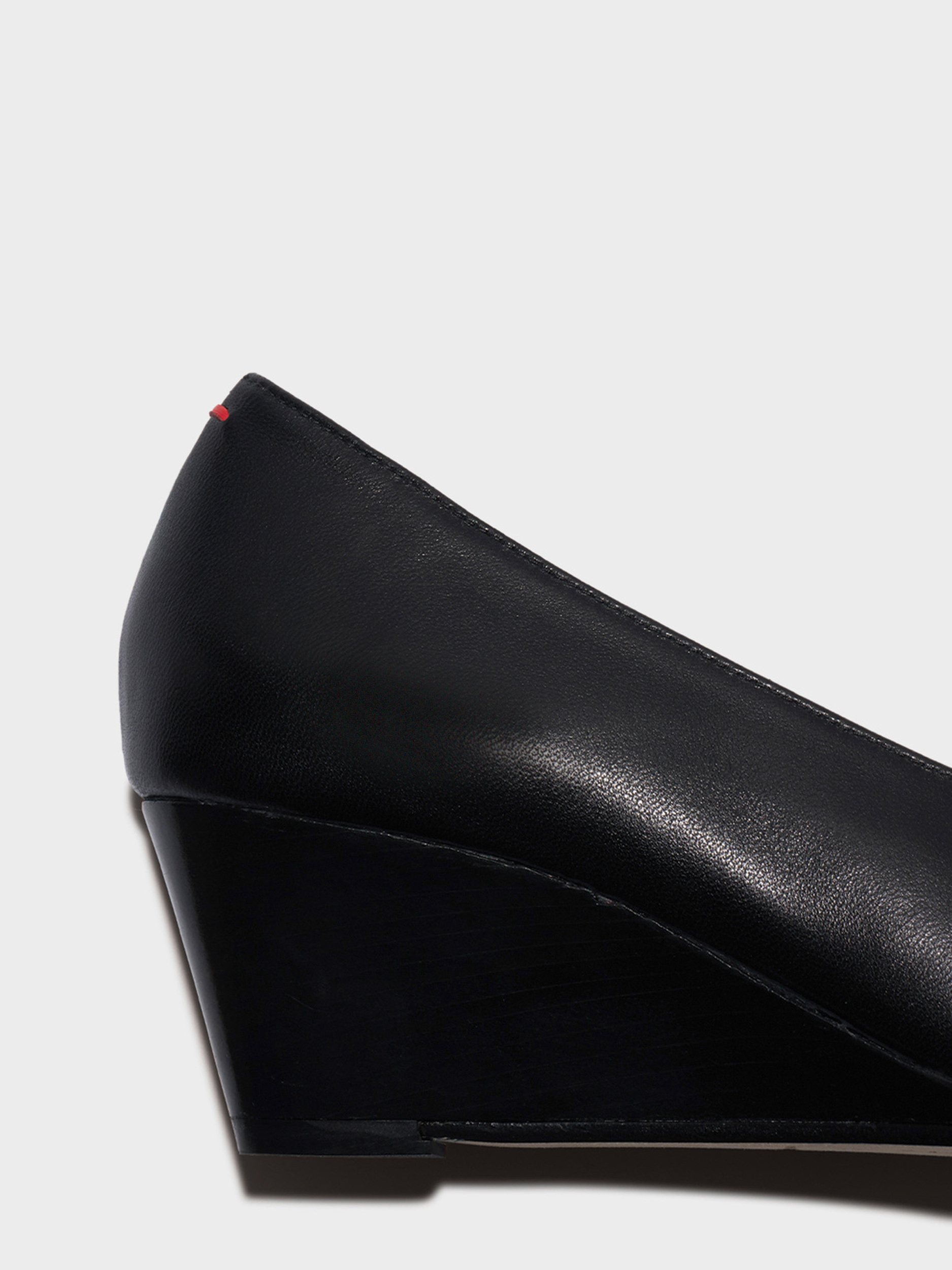 Aeyde | Calea Cap Leather Pumps for Women | Black Nappa | Round Toe | Mid Heel | Front View