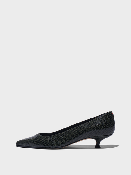 Aeyde | Cari Pointed-Toe Pumps Leather Pumps for Women | Moss Mini Snake | Pointed Toe | Low Heel | Side View