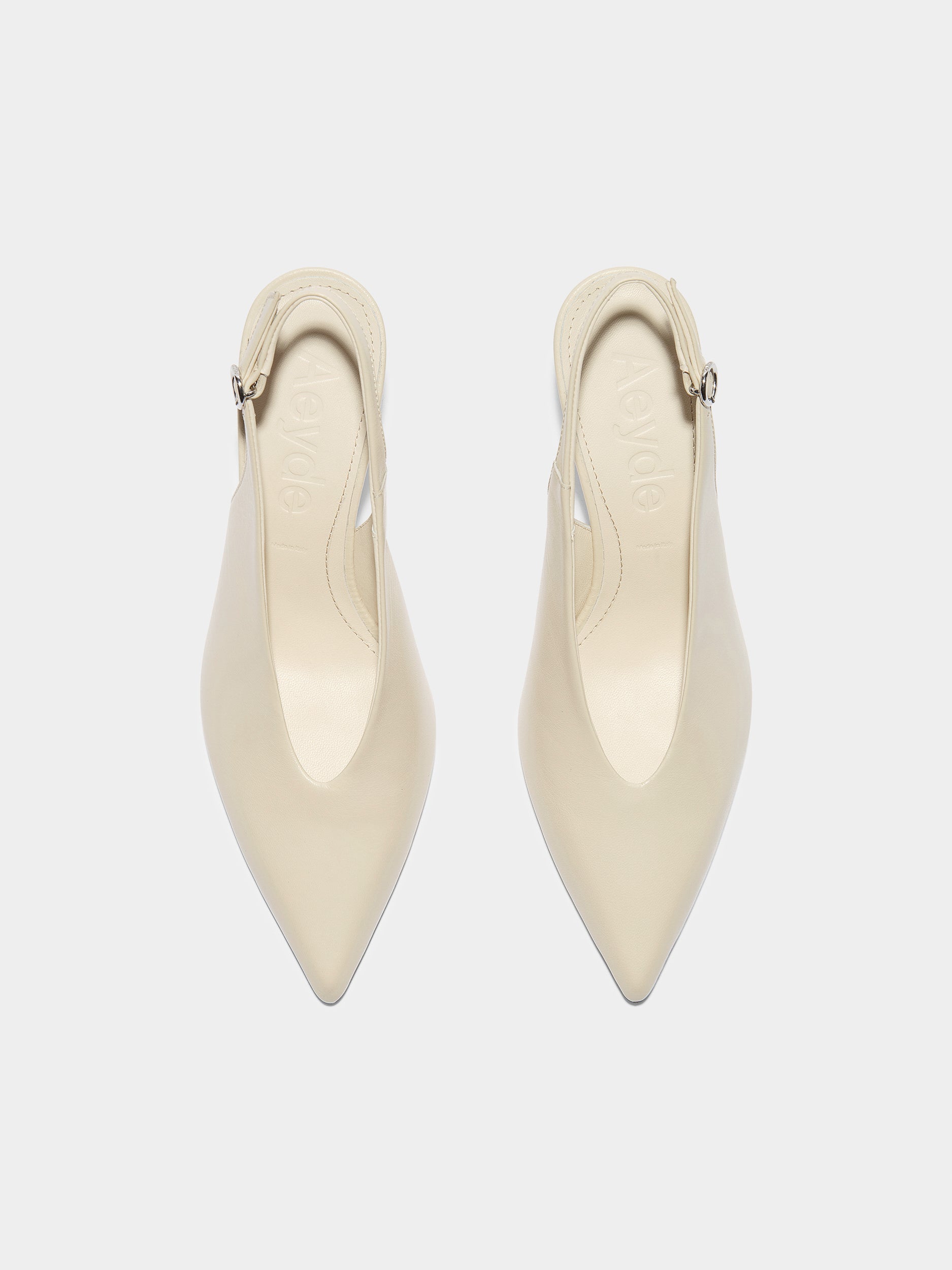 Aeyde | Carla Leather Pumps for Women | Creamy Nappa | Pointed Toe | High Heel | Front View