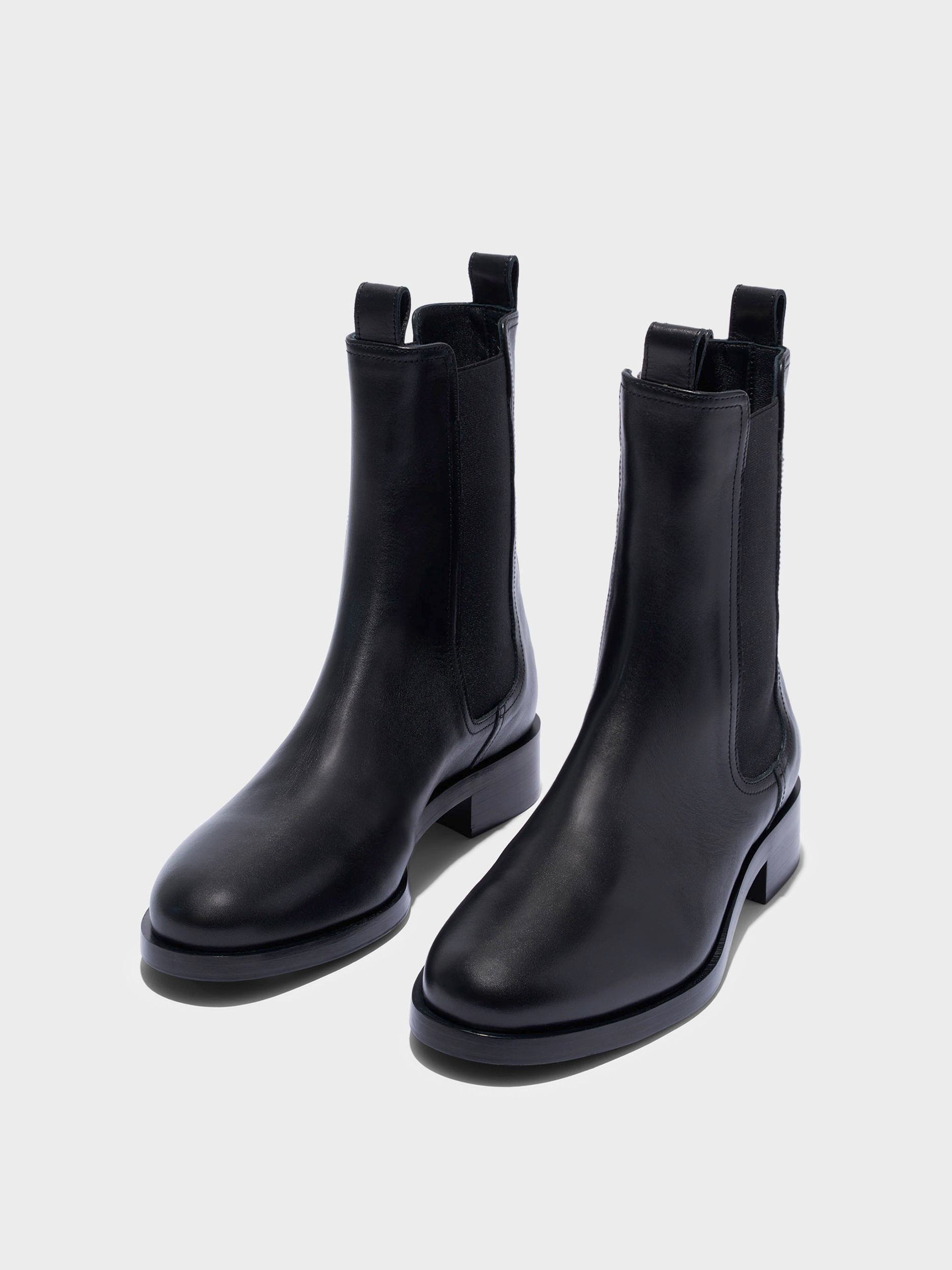 Aeyde | Caspar Leather Ankle Boots Leather Ankle Boots for Women | Black Calf | Round Toe | Low Heel | Luxury Materials | Handmade in Italy