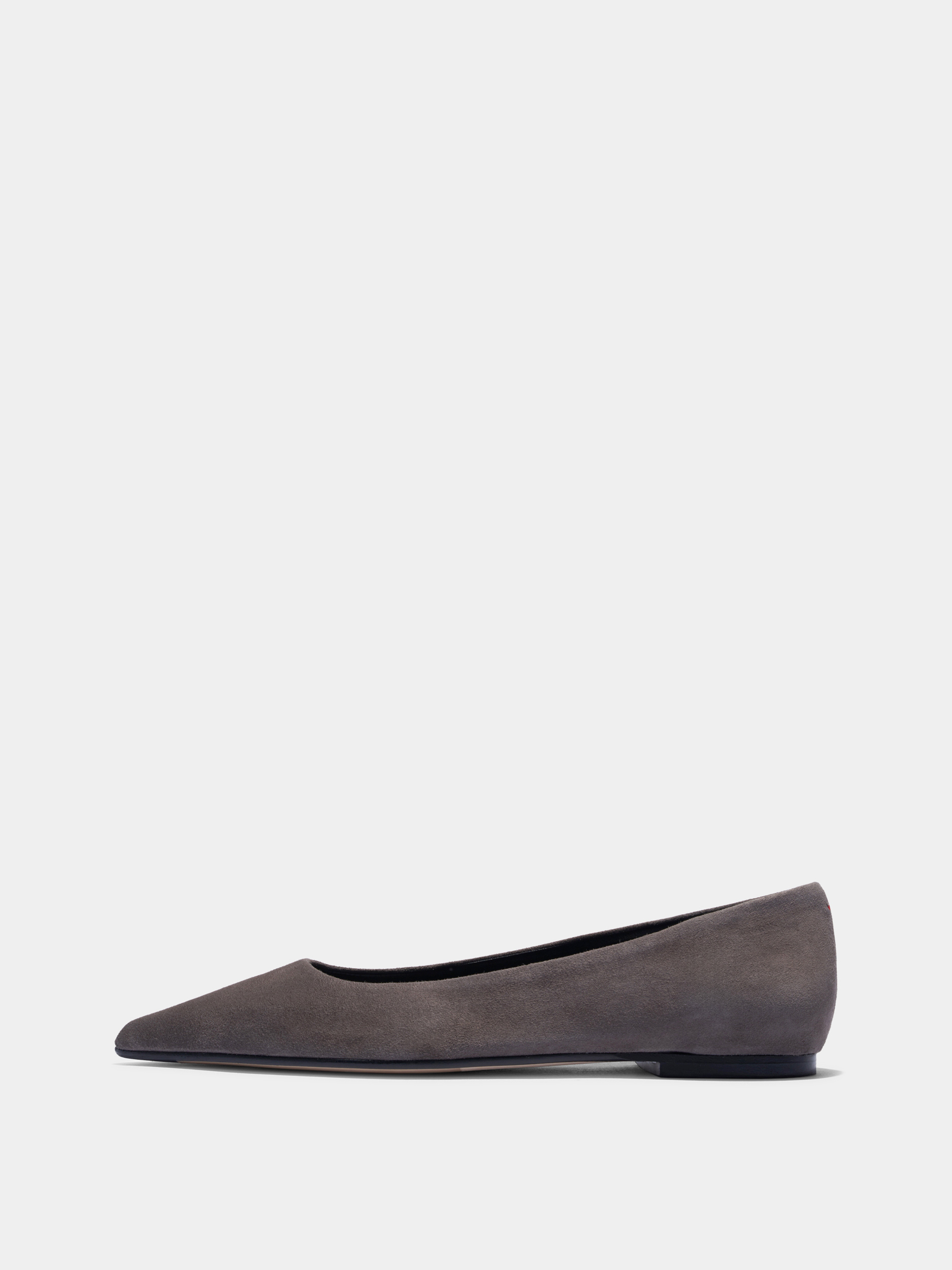 Aeyde | Cassy Pointed-Toe Flats Leather Flats for Women | Taupe Suede | Pointed Toe | Flat Heel | Side View