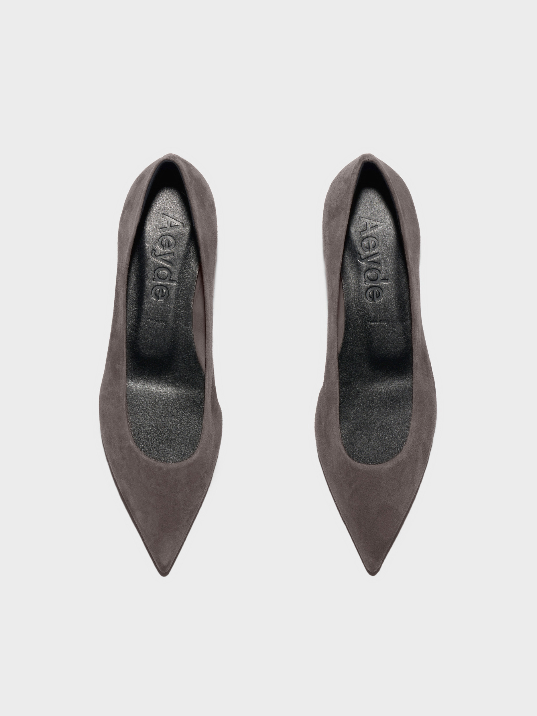 Aeyde | Cassy Pointed-Toe Flats Leather Flats for Women | Taupe Suede | Pointed Toe | Flat Heel | Luxury Materials | Handmade in Italy