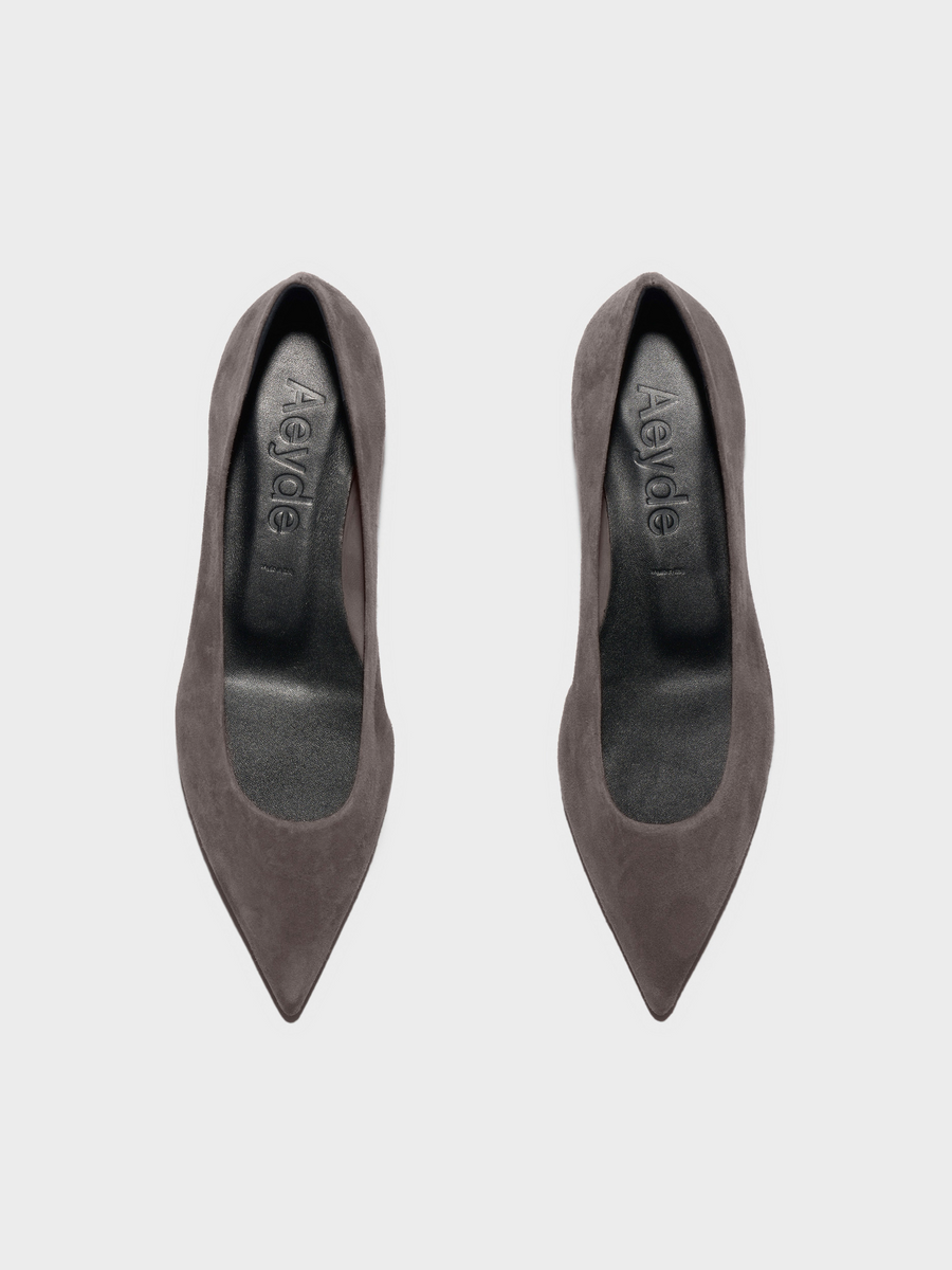 Aeyde | Cassy Pointed-Toe Flats Leather Flats for Women | Taupe Suede | Pointed Toe | Flat Heel | Luxury Materials | Handmade in Italy