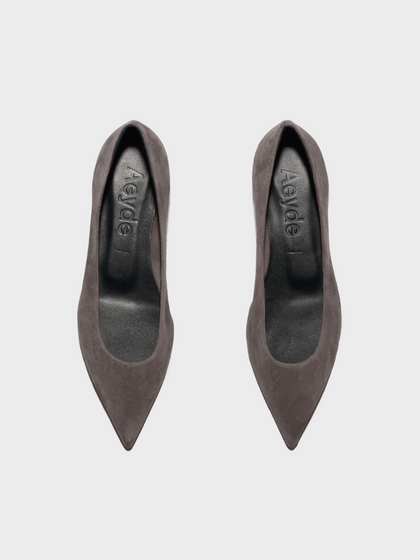 Aeyde | Cassy Pointed-Toe Flats Leather Flats for Women | Taupe Suede | Pointed Toe | Flat Heel | Luxury Materials | Handmade in Italy