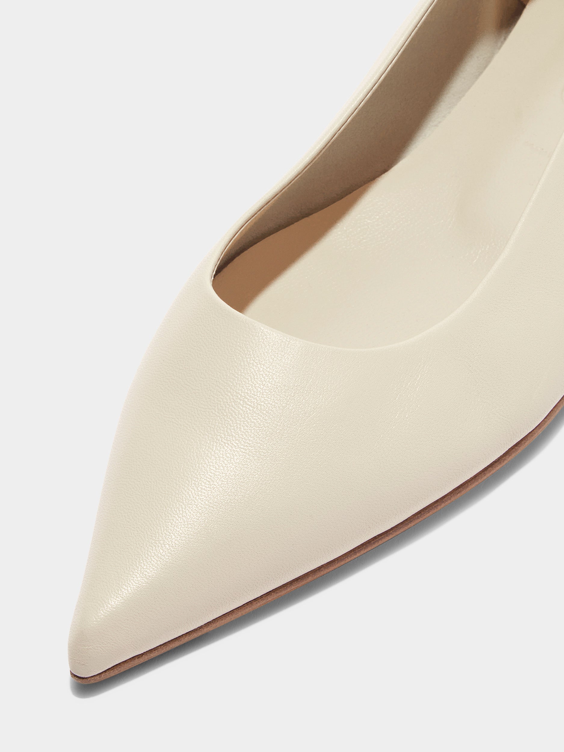 Aeyde | Cassy Leather Flats for Women | Creamy Nappa | Pointed Toe | Flat Heel | Heel Details