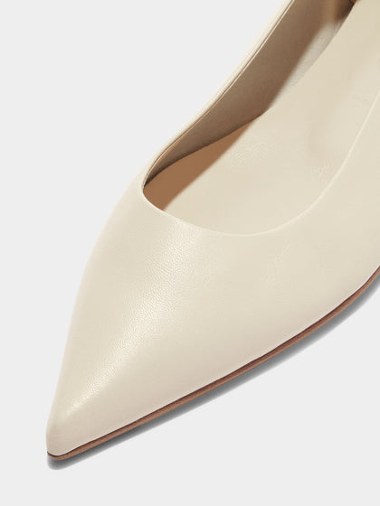 Aeyde | Cassy Leather Flats for Women | Creamy Nappa | Pointed Toe | Flat Heel | Heel Details