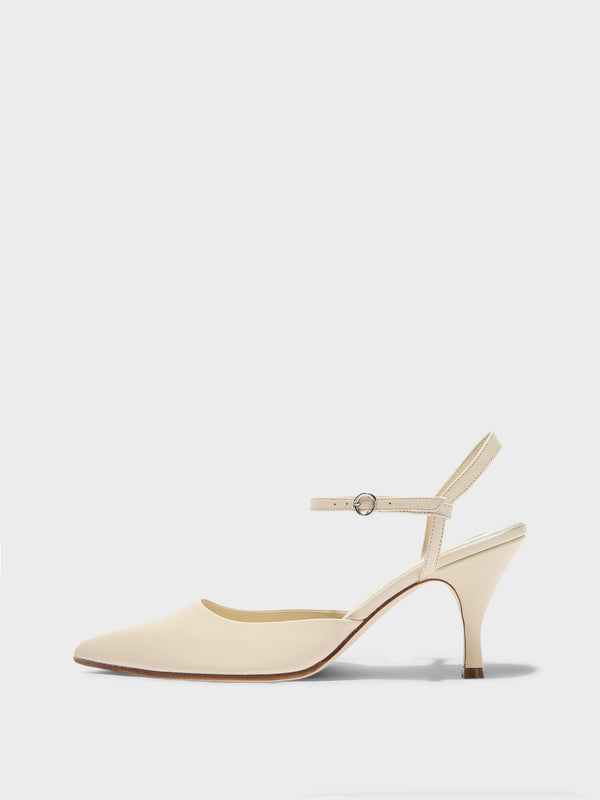 Aeyde | Catelyn Leather Pumps for Women | Creamy Nappa | Pointed Toe | High Heel | Side View