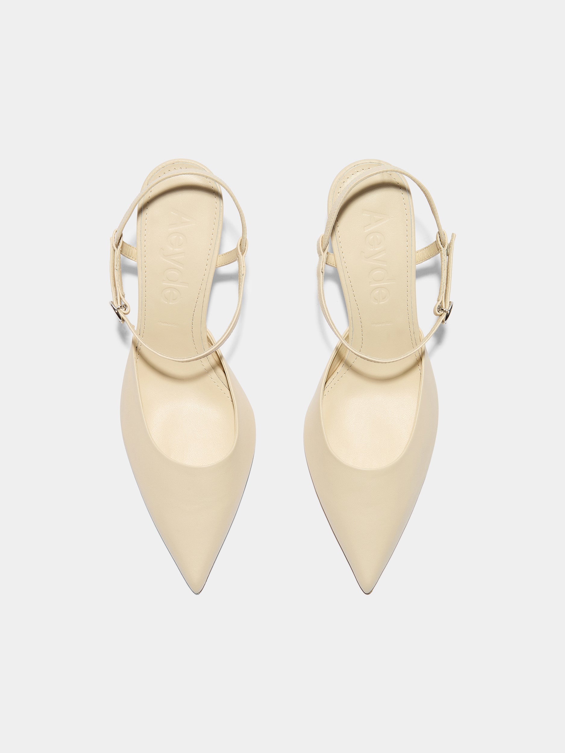 Aeyde | Catelyn Leather Pumps for Women | Creamy Nappa | Pointed Toe | High Heel | Front View