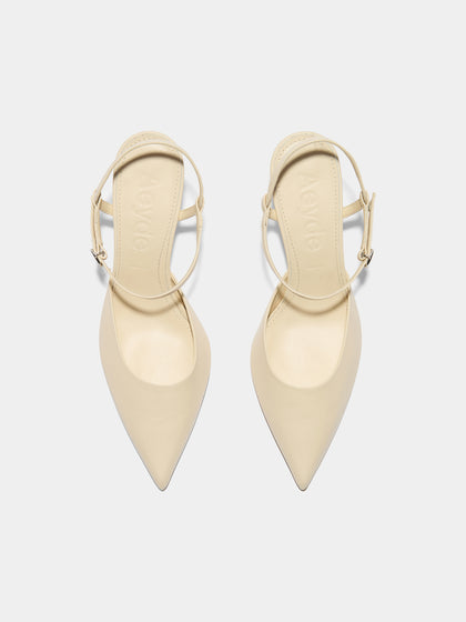 Aeyde | Catelyn Leather Pumps for Women | Creamy Nappa | Pointed Toe | High Heel | Front View