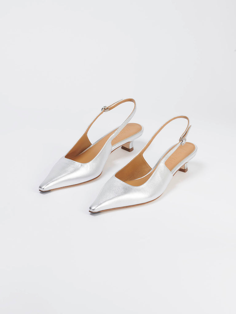 Aeyde | CATRINA Silver Kitten Heel Pump