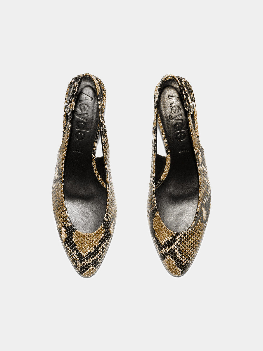 Aeyde | Celeste Leather Pumps for Women | Hazelnut Snake |  | Mid Heel | Front View