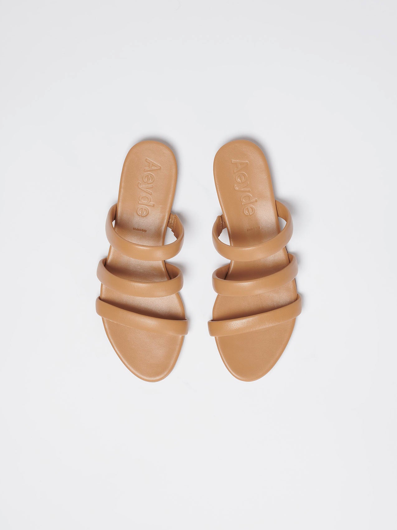 Aeyde | Chrissy Hazelnut Nappa Leather Flat Sandals for Women | Hazelnut Nappa | Round Toe | Flat Heel | Front View