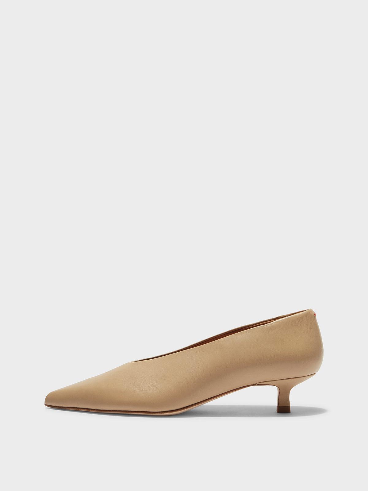 Aeyde | Clara Leather Pumps Leather Pumps for Women | Latte Nappa | Pointed Toe | Low Heel | Side View
