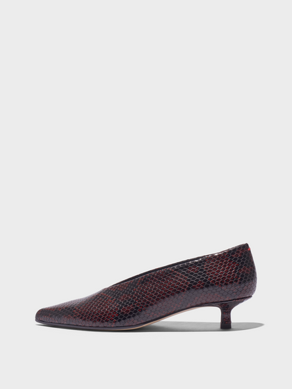 Aeyde | Clara Pointed-Toe Pumps Leather Pumps for Women | Port Snake | Pointed Toe | Low Heel | Side View