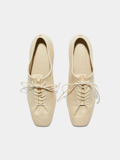 Aeyde | Cosima Leather Pumps Leather Pumps for Women | Creamy Nappa | Square Toe | Low Heel | Front View