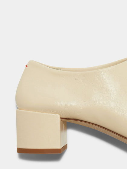 Aeyde | Cosima Leather Pumps Leather Pumps for Women | Creamy Nappa | Square Toe | Low Heel | Heel Details