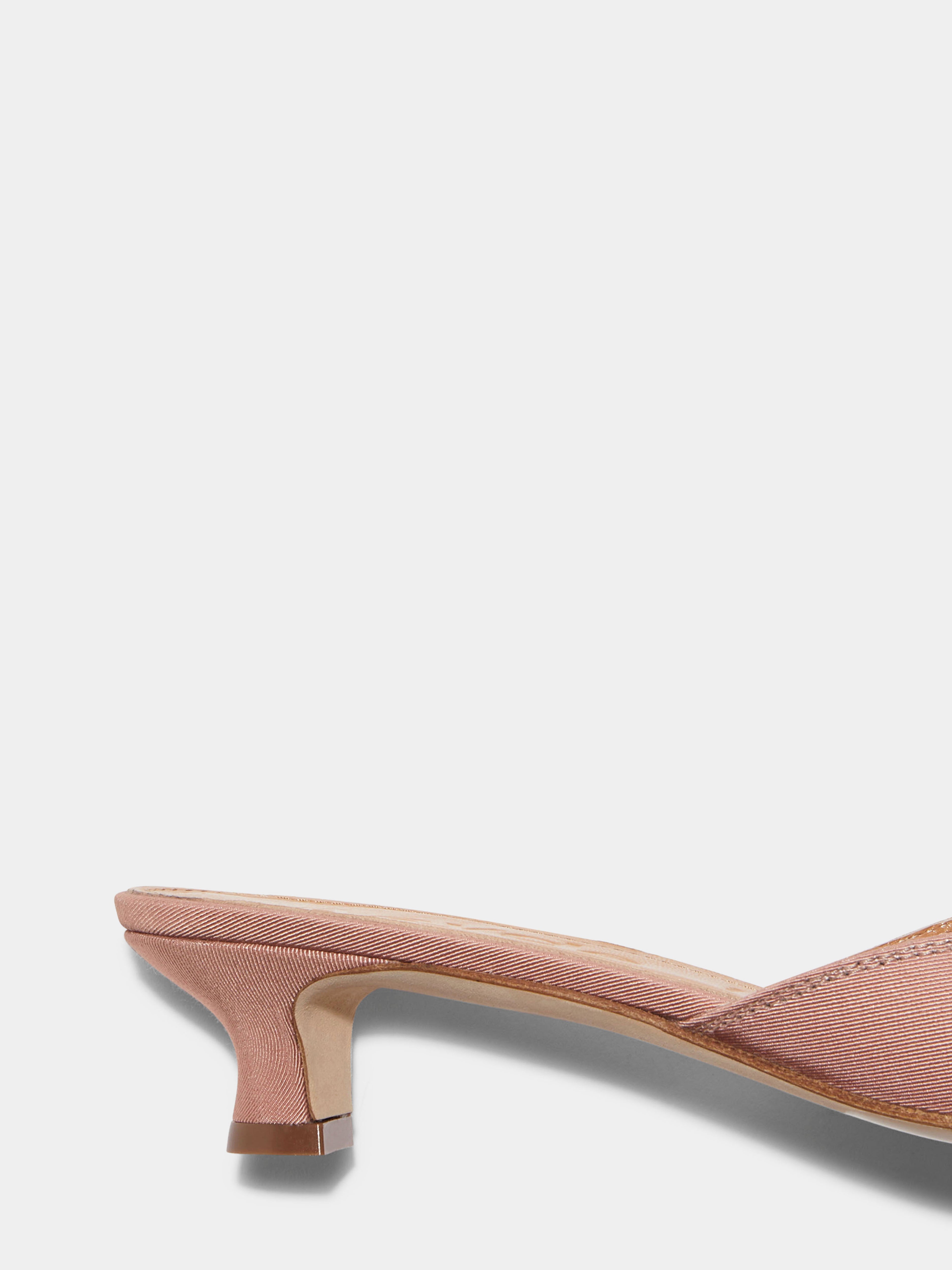 Aeyde | Danielle Grosgrain Mules Leather Pumps for Women | Coral Grosgrain | Pointed Toe | Low Heel | Heel Details