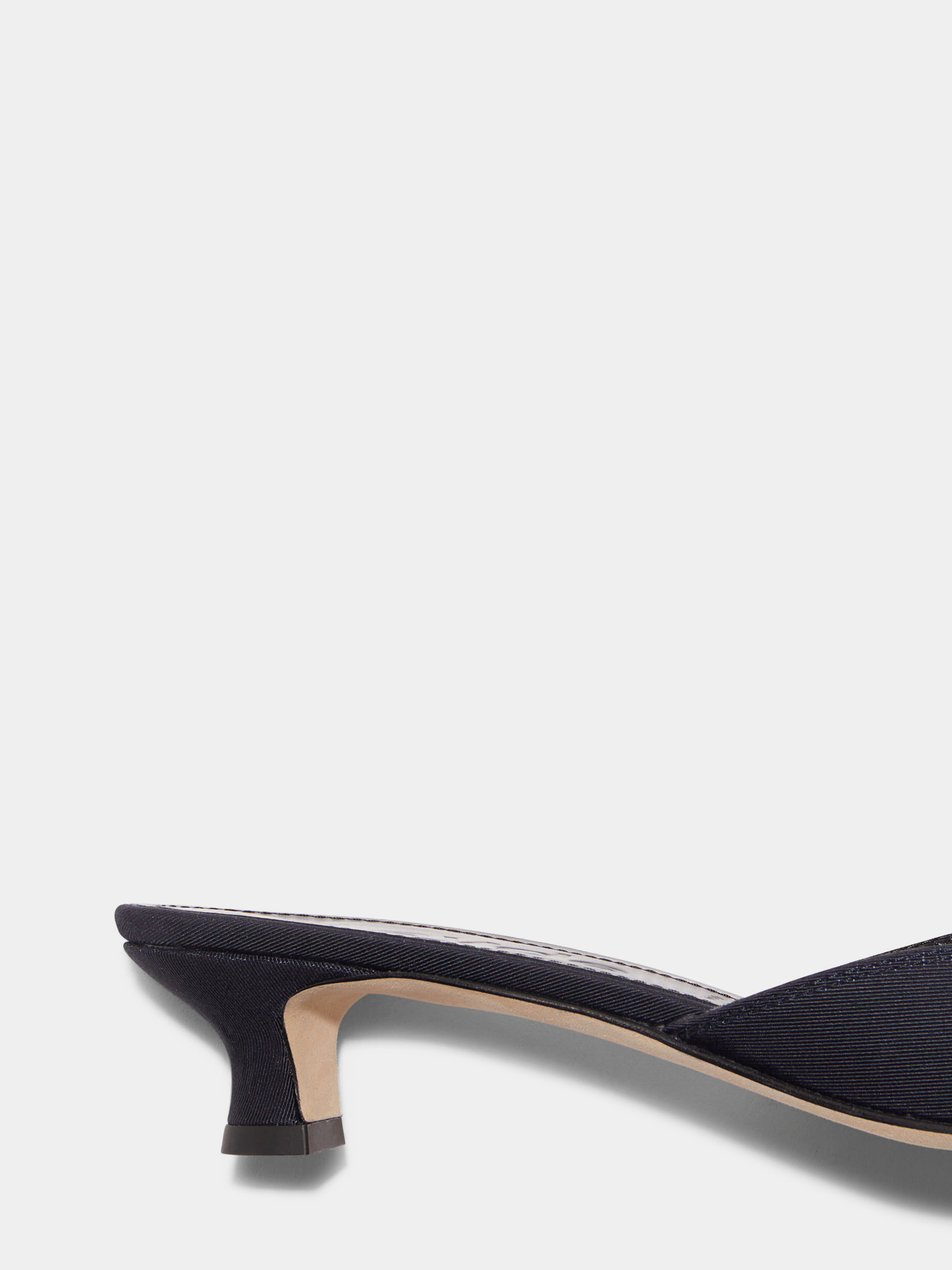 Aeyde | Danielle Grosgrain Mules Leather Pumps for Women | Navy Grosgrain | Pointed Toe | Low Heel | Heel Details